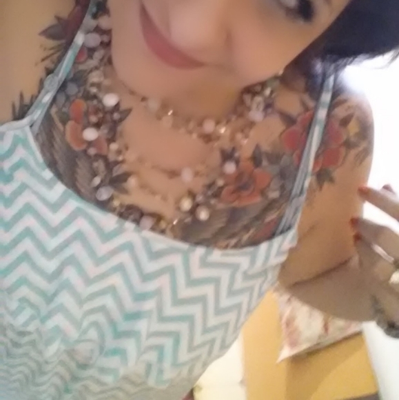 Espresso Mint Green Chevron Mini Dress - Picture 5 of 6